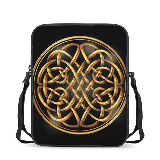 Golden Celtic Knot Print Rectangular Crossbody Bag