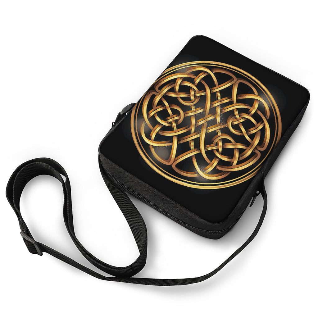 Golden Celtic Knot Print Rectangular Crossbody Bag