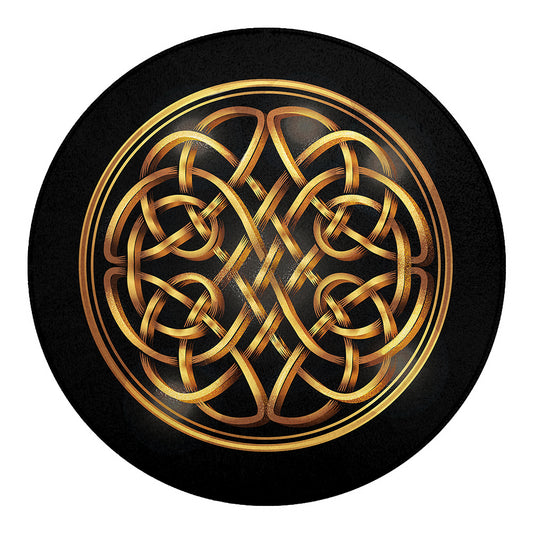 Golden Celtic Knot Print Round Blanket