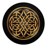 Golden Celtic Knot Print Round Blanket