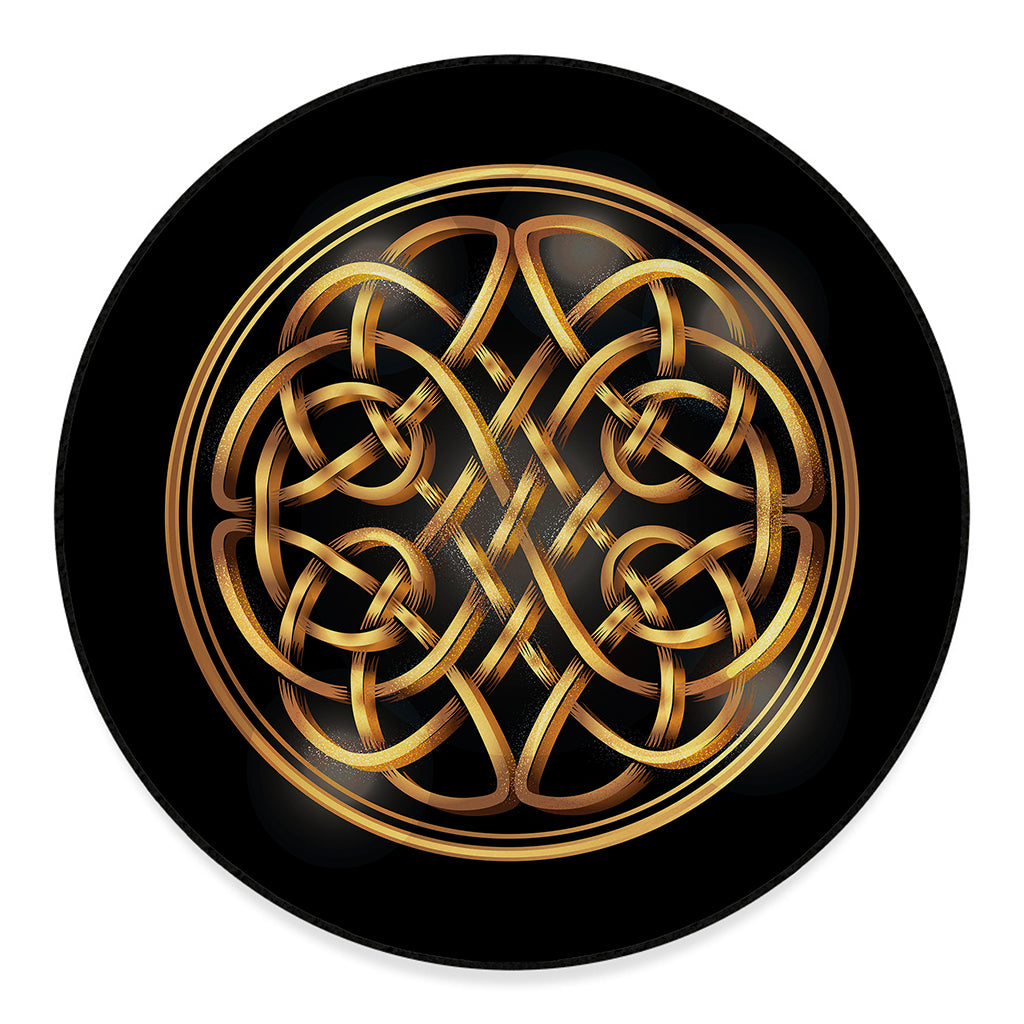 Golden Celtic Knot Print Round Floor Mat