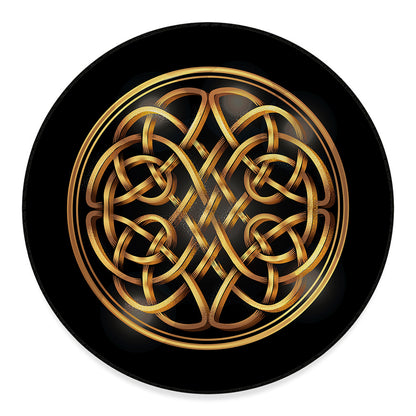Golden Celtic Knot Print Round Floor Mat