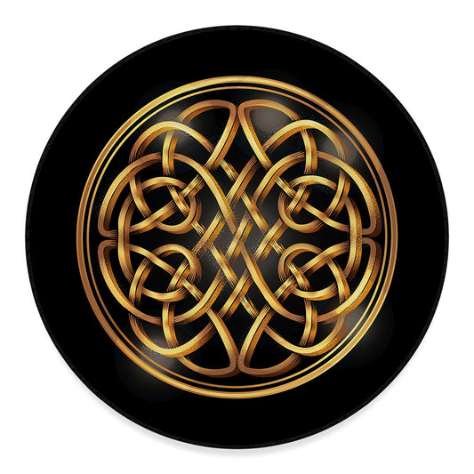 Golden Celtic Knot Print Round Floor Mat