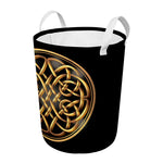 Golden Celtic Knot Print Round Laundry Basket