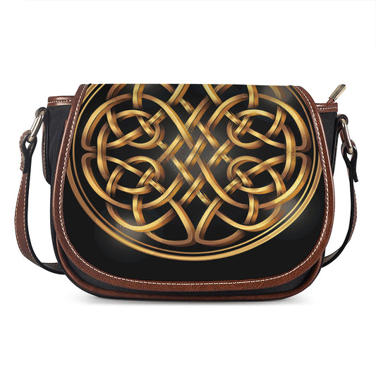 Golden Celtic Knot Print Saddle Bag