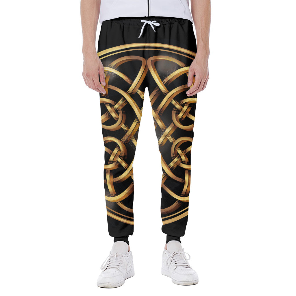 Golden Celtic Knot Print Scuba Joggers