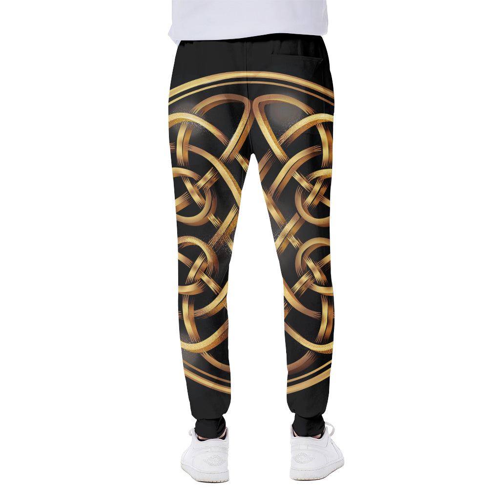 Golden Celtic Knot Print Scuba Joggers