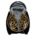 Golden Celtic Knot Print Sherpa Lined Zip Up Hoodie