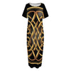 Golden Celtic Knot Print Short Sleeve Long Nightdress