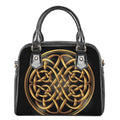 Golden Celtic Knot Print Shoulder Handbag