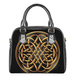 Golden Celtic Knot Print Shoulder Handbag