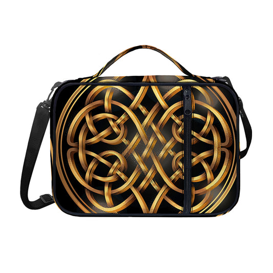 Golden Celtic Knot Print Shoulder Strap Bible Bag