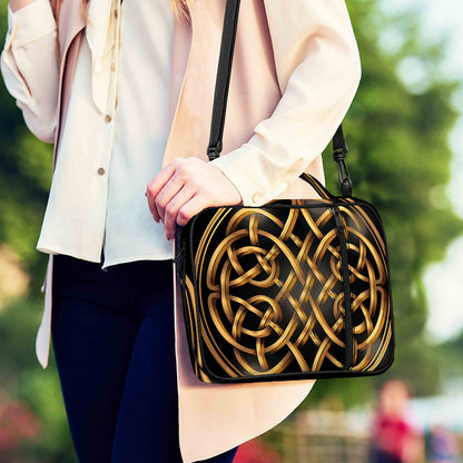 Golden Celtic Knot Print Shoulder Strap Bible Bag