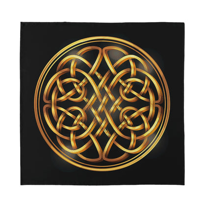 Golden Celtic Knot Print Silk Bandana