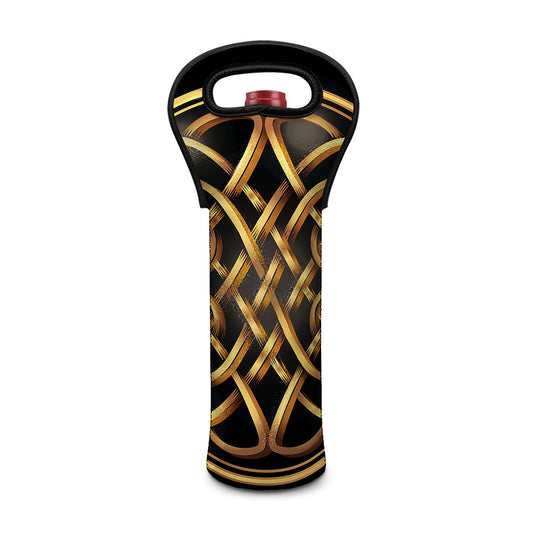 Golden Celtic Knot Print Single Neoprene Wine Tote