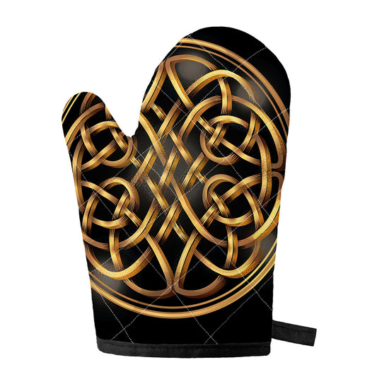 Golden Celtic Knot Print Single Oven Mitt
