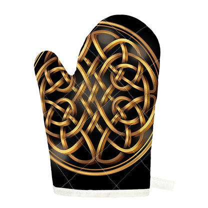 Golden Celtic Knot Print Single Oven Mitt