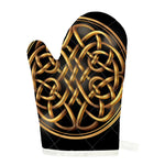 Golden Celtic Knot Print Single Oven Mitt