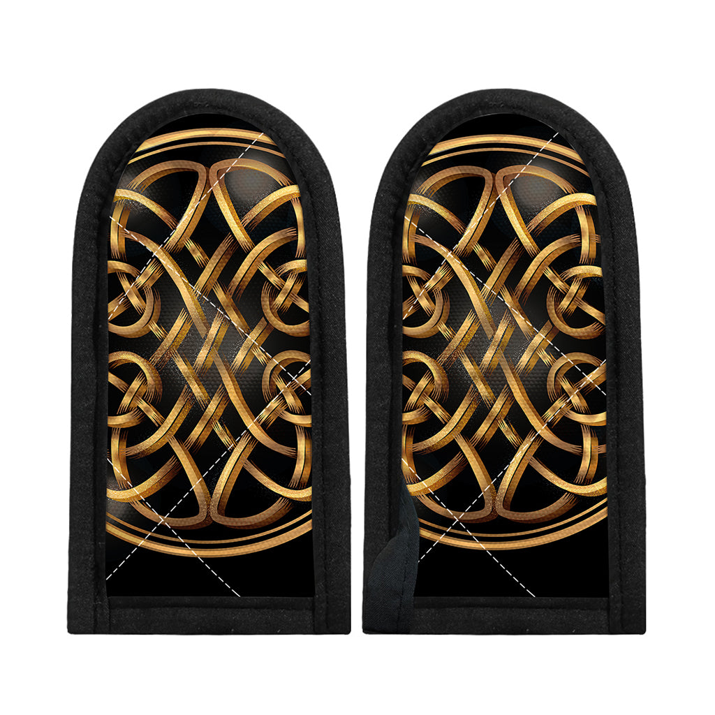 Golden Celtic Knot Print Skillet Handle Cover
