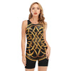 Golden Celtic Knot Print Sleeveless One Piece Swimsuit