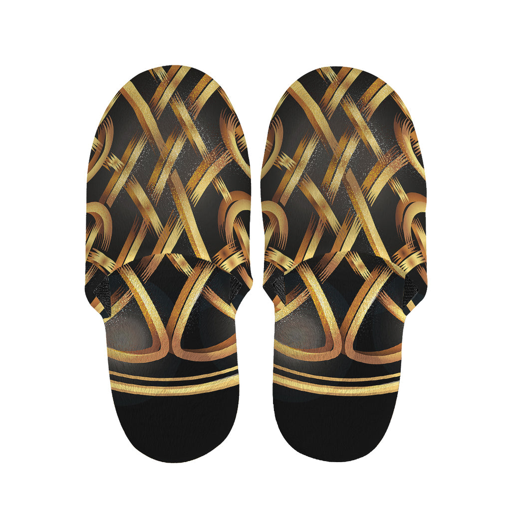 Golden Celtic Knot Print Slippers