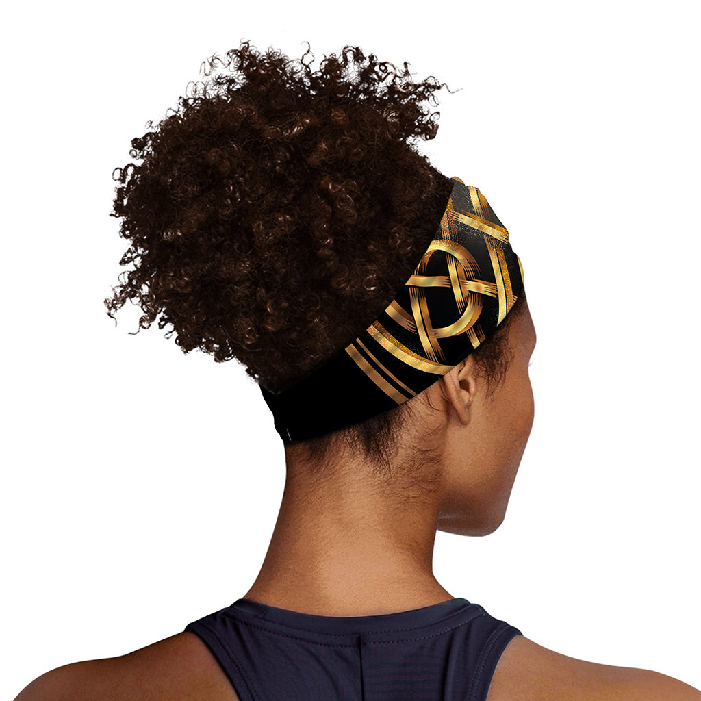 Golden Celtic Knot Print Sports Headband