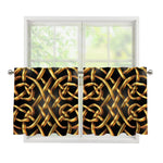 Golden Celtic Knot Print Tier Curtains