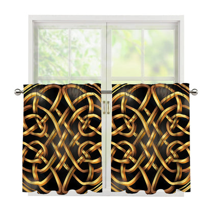 Golden Celtic Knot Print Tier Curtains