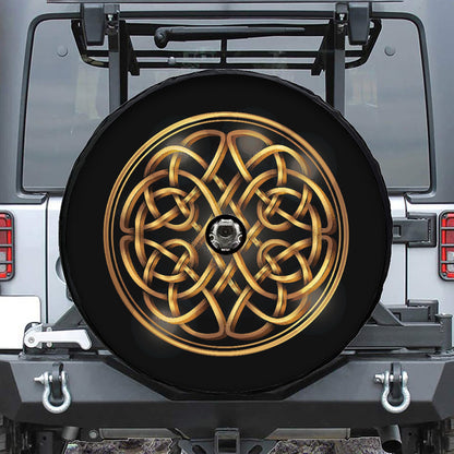 Golden Celtic Knot Print Tire Cover With Camera Hole