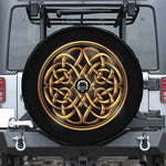 Golden Celtic Knot Print Tire Cover With Camera Hole