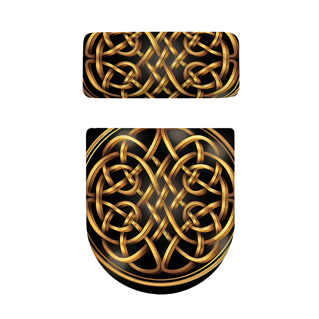 Golden Celtic Knot Print Toilet Lid And Tank Cover Set
