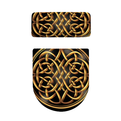 Golden Celtic Knot Print Toilet Lid And Tank Cover Set