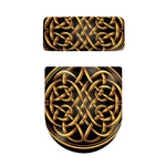Golden Celtic Knot Print Toilet Lid And Tank Cover Set