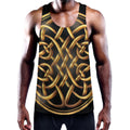 Golden Celtic Knot Print Men's Workout Tank Top