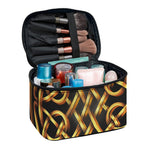 Golden Celtic Knot Print Travel Makeup Bag