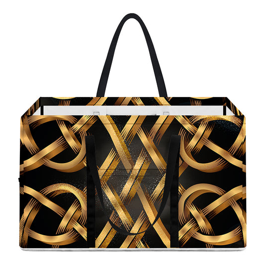 Golden Celtic Knot Print Utility Tote Bag