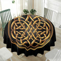 Golden Celtic Knot Print Waterproof Round Tablecloth