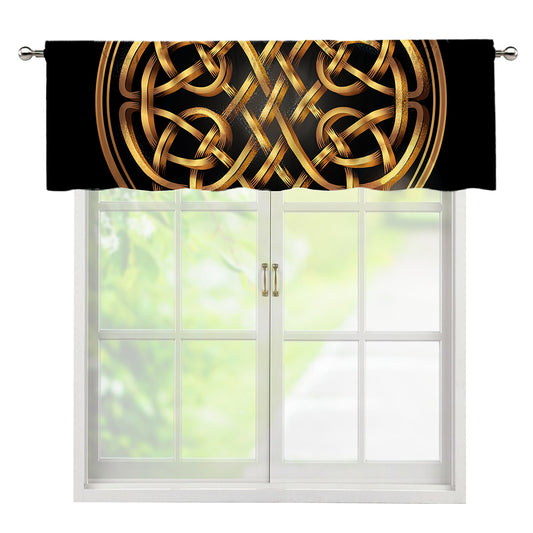 Golden Celtic Knot Print Window Valance