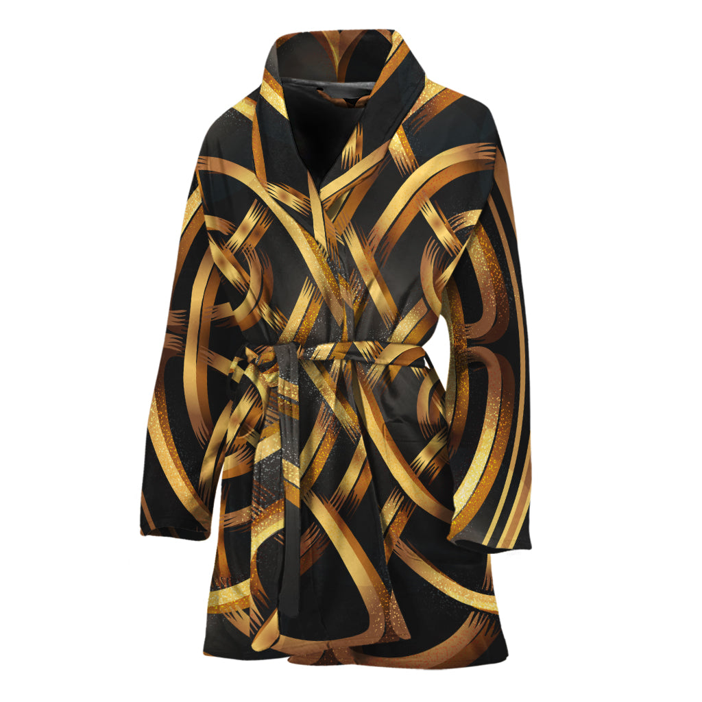 Golden Celtic Knot Print Women's Bathrobe
