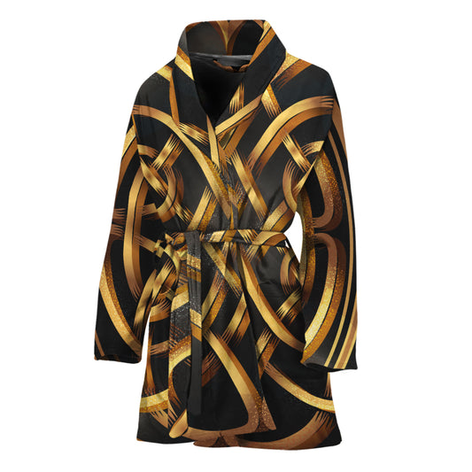 Golden Celtic Knot Print Women's Bathrobe