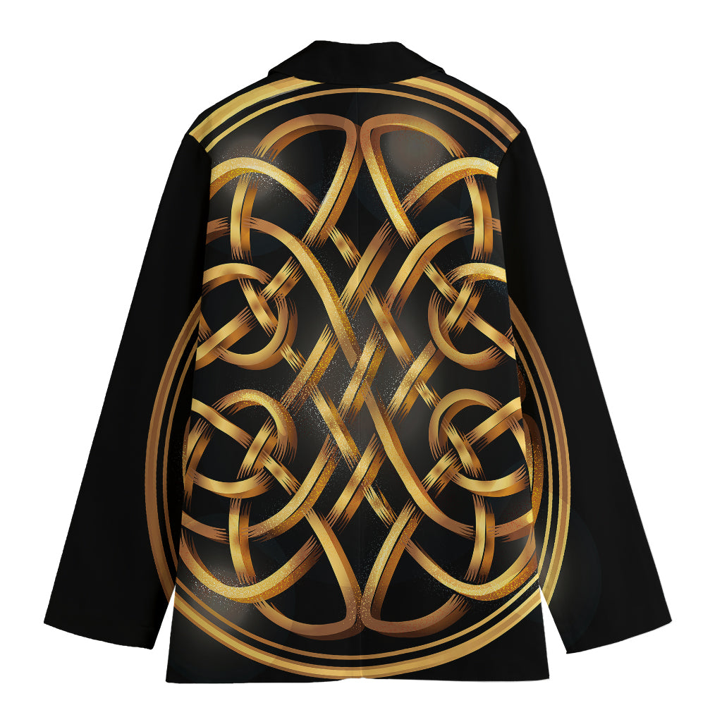 Golden Celtic Knot Print Women's Blazer