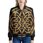 Golden Celtic Knot Print Women's Bomber Jacket