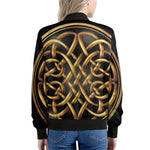 Golden Celtic Knot Print Women's Bomber Jacket