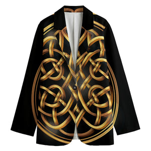 Golden Celtic Knot Print Women's Cotton Blazer