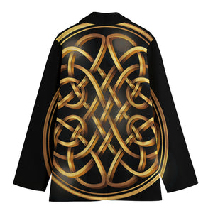 Golden Celtic Knot Print Women's Cotton Blazer