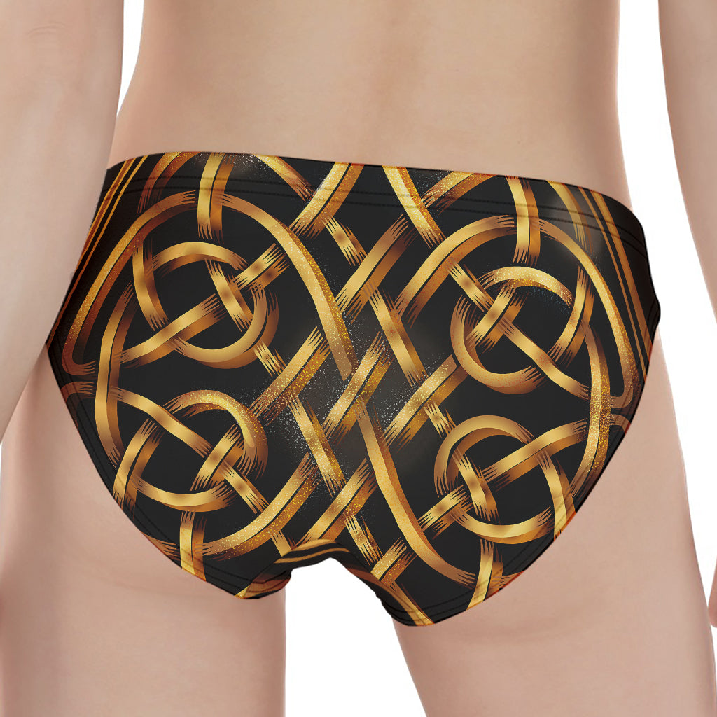 Golden Celtic Knot Print Women's Panties