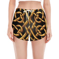 Golden Celtic Knot Print Women's Split Running Shorts