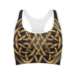 Golden Celtic Knot Print Women's Sports Bra