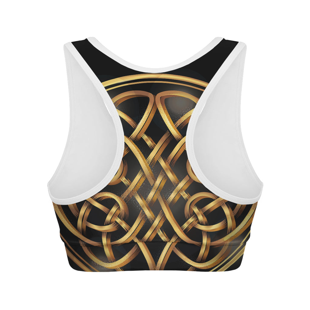 Golden Celtic Knot Print Women's Sports Bra