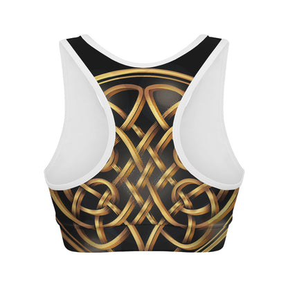 Golden Celtic Knot Print Women's Sports Bra